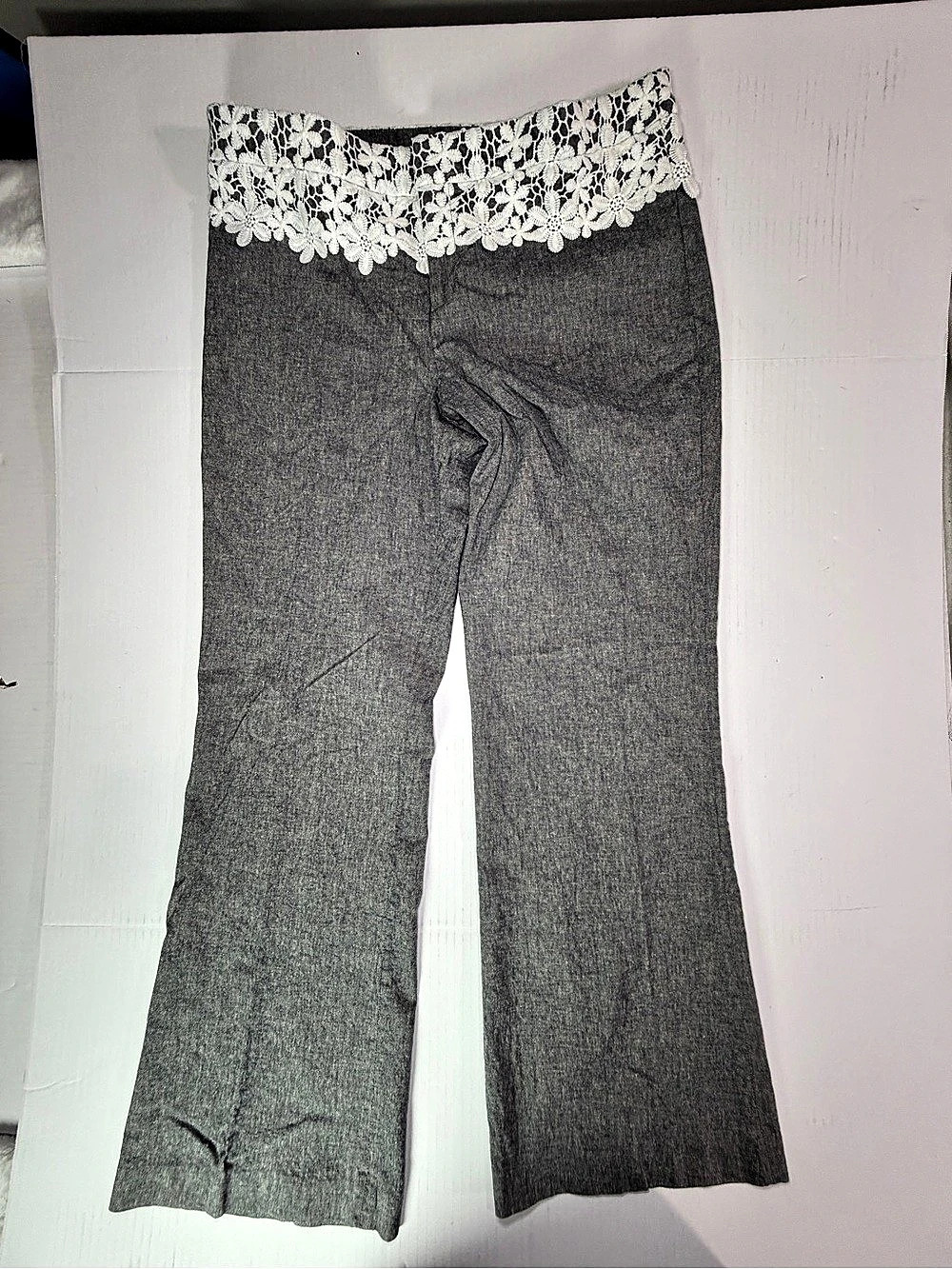 Vintage Y2K J. Peterman Wide Leg Lace Waist Pants Gray Size 14